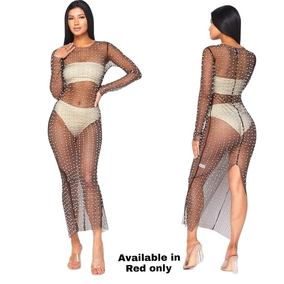 Beads & Rhinestone Sheer Mesh Long Maxi Dress, Women’s Size Small “…Party - Picture 9 of 11